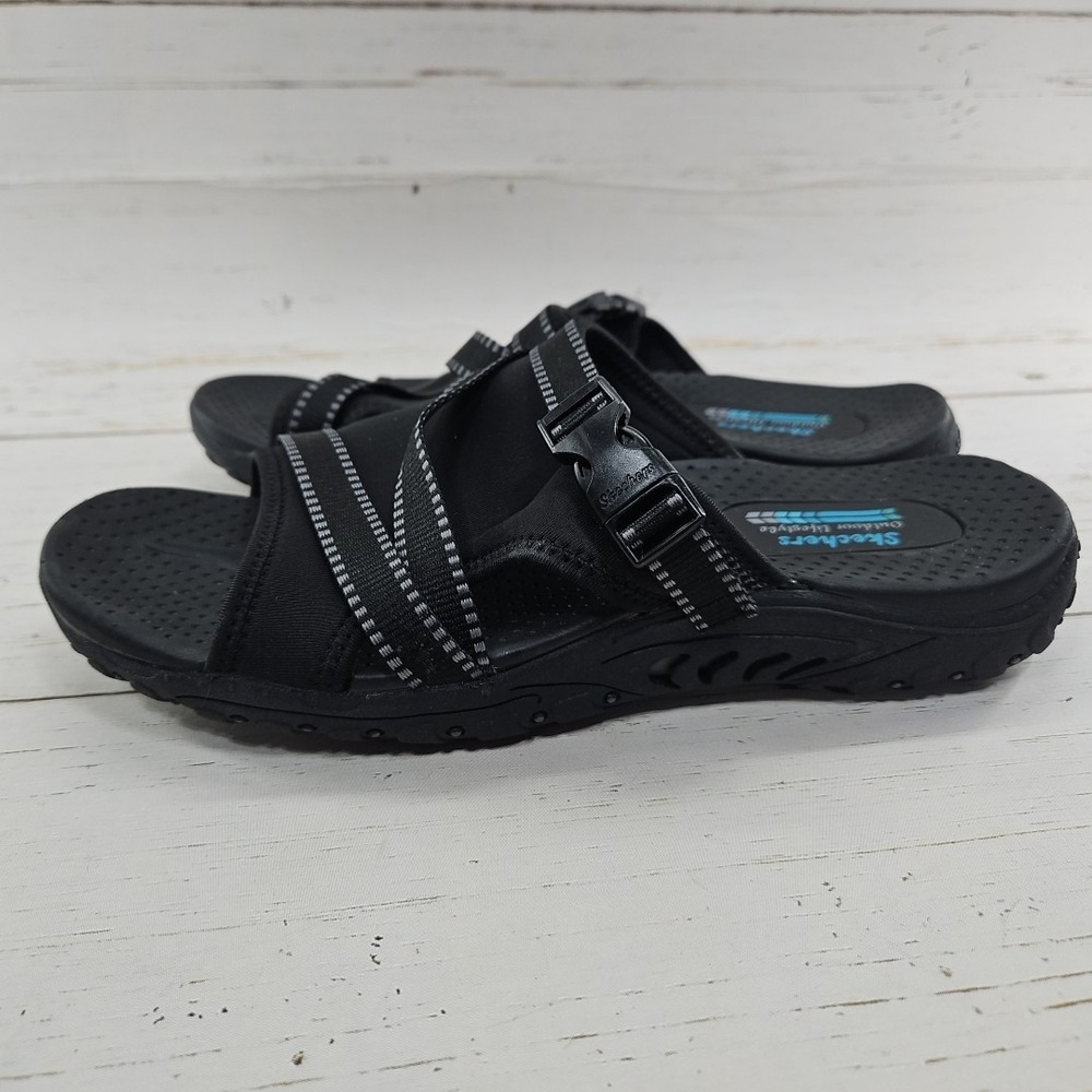 Skechers Sandals Womens Size 10 Black Reggae Slide Outdoor Lifestyle 56196S - Picture 3 of 10